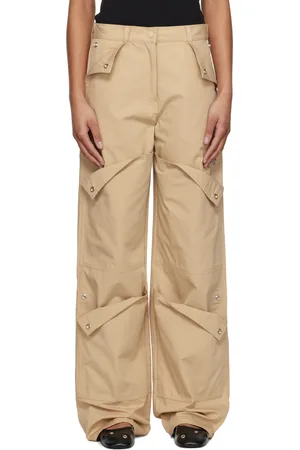 Kenzo Pantalon cargo beige en tissu antidéchirures de coton