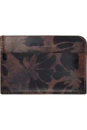 DRIES VAN NOTEN Porte-carte brun et noir en cuir