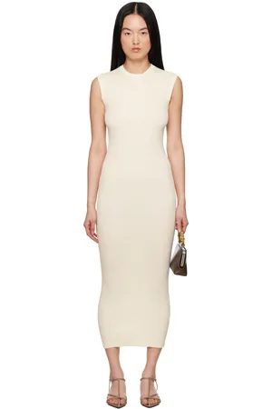Jil Sander Robe débardeur longue blanc cassé en coton