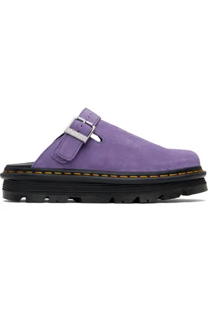 Dr. Martens Flâneurs mauves en suède à bride arrière et à semelle Zebzag à plateforme
