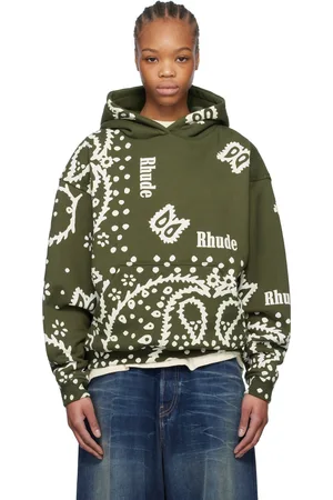 Rhude Pull à capuche kaki à motif cachemire imprimé