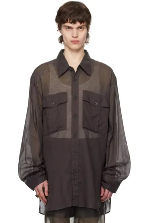 DRIES VAN NOTEN Chemise surdimensionnée mauve en coton