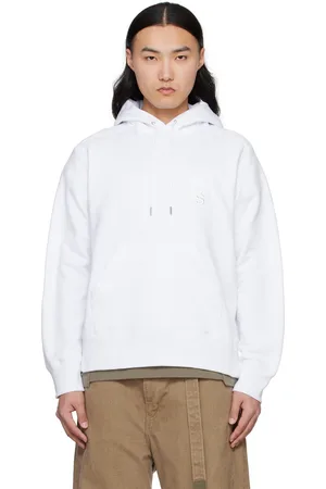SACAI Pull à capuche blanc à logo imprimé et brodé édition WTAPS