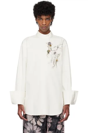 DRIES VAN NOTEN Chemise blanc cassé à appliqué à perles