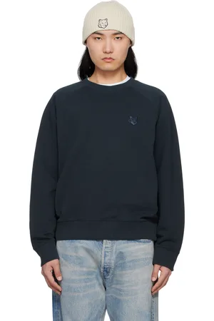 Maison Kitsuné Pull molletonné surdimensionné bleu marine à écusson à logo de renard