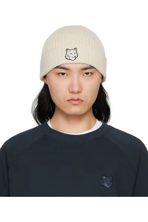 Maison Kitsuné Bonnet beige à logo de renard