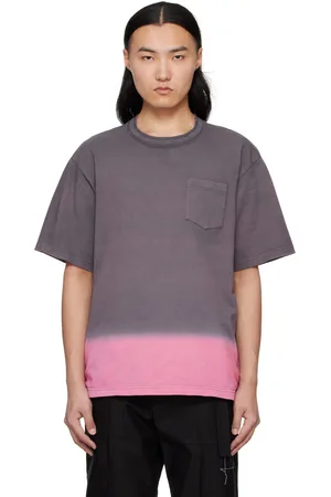 SACAI T-shirt teint en plongée rose et gris en jersey de coton