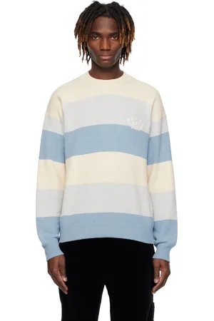Kenzo Pull bleu et blanc cassé à rayures et à logo brodé
