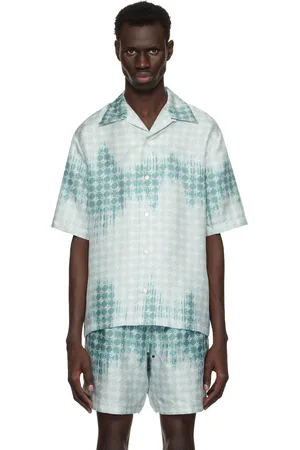 AMIRI Chemise de camp bleue à motif dégradé et à quadrigrammes