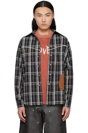 Andersson Bell Chemise Noah noire à carreaux et à empiècements