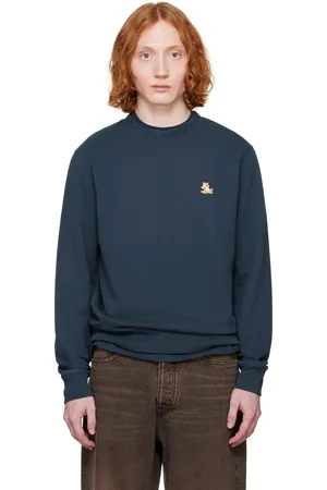 Maison Kitsuné Pull molletonné bleu marine à écusson à logo de renard