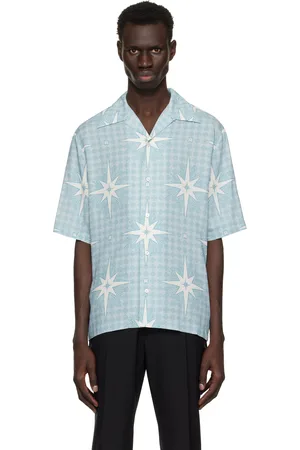 AMIRI Chemise de camp bleue à motif graphique