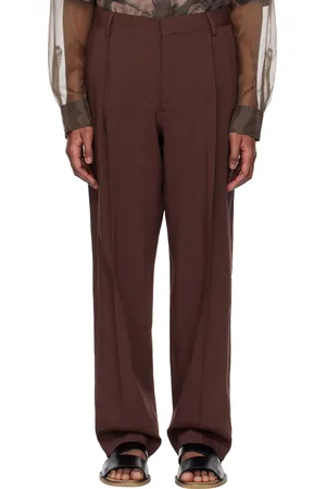 DRIES VAN NOTEN Pantalon bourgogne à plis