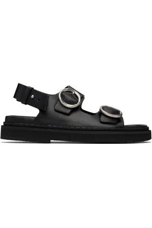 Ami Sandales Fussbet Midi noires en cuir