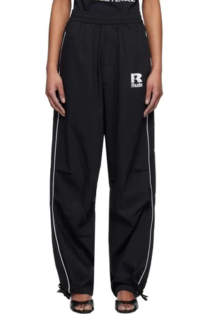 Rhude Pantalon parachute de survêtement noir à passepoils