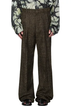 DRIES VAN NOTEN Pantalon brun à plis