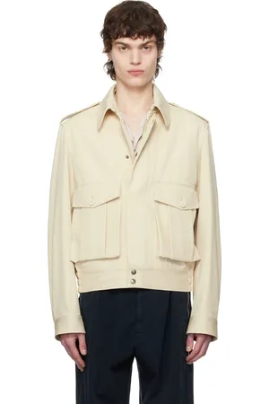 DRIES VAN NOTEN Blouson beige en gabardine de laine