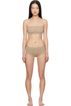 Alaïa Ensemble de soutien-gorge et culotte beiges à effet seconde peau