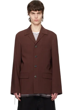 DRIES VAN NOTEN Veston bourgogne à revers tailleur