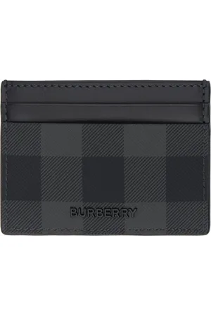 Burberry Porte-carte noir et gris à carreaux