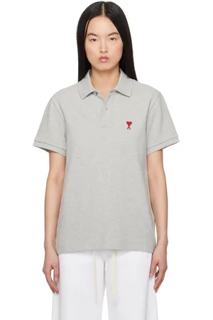 Ami Polo gris en coton à logo Ami de cœur
