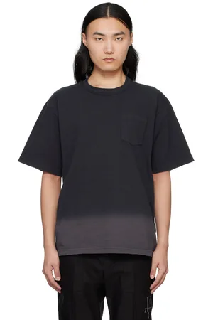 SACAI T-shirt teint en plongée noir en jersey de coton