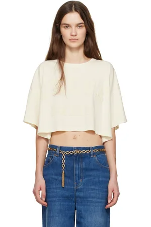 Chloé T-shirt écourté blanc cassé à logo