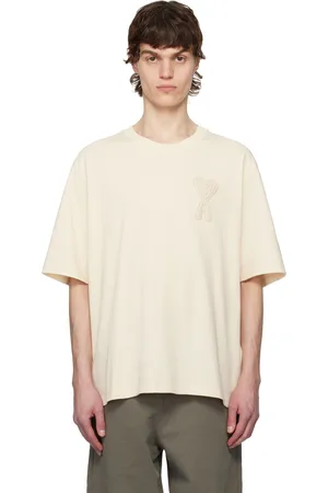 Ami T-shirt beige en coton à écusson à logo Ami de cœur