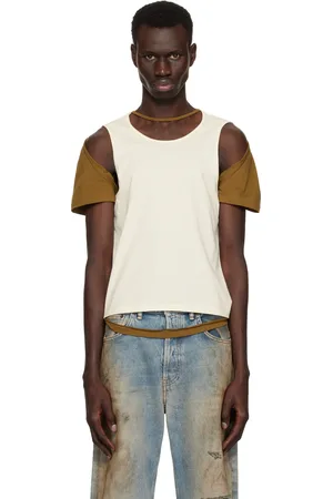 ECKHAUS LATTA T-shirt Hugging blanc cassé et brun
