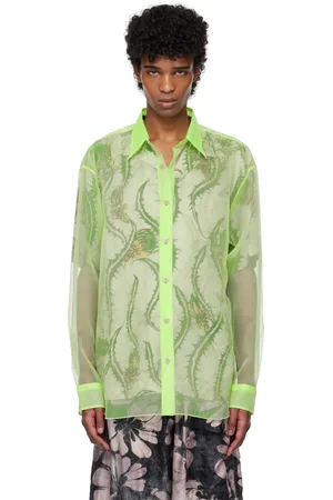 DRIES VAN NOTEN Chemise verte en organza