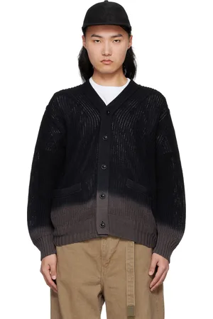 SACAI Cardigan teint en plongée noir en tricot
