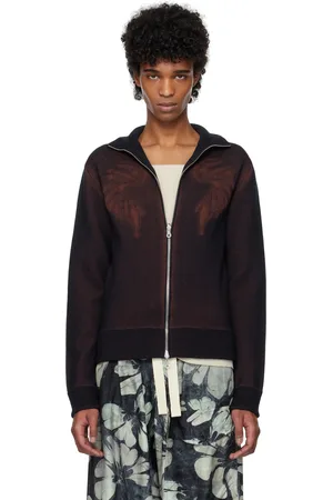 DRIES VAN NOTEN Pull bleu marine à demi-glissière