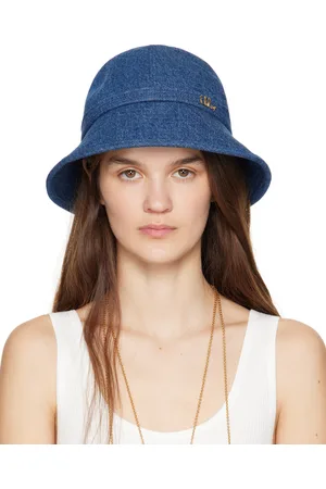 Chloé Chapeau bob bleu en denim à logo