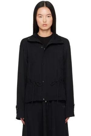 Y-3 Blouson noir en sergé à capuche