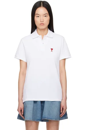 Ami Polo blanc en coton à logo Ami de cœur