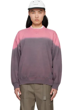 SACAI Pull molletonné teint en plongée gris et rose