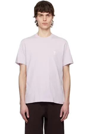 Ami T-shirt mauve en coton à logo Ami de cœur