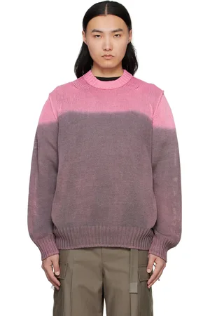 SACAI Pull teint en plongée rose et gris en tricot