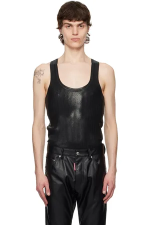 Dsquared2 Débardeur noir en tricot côtelé enduit