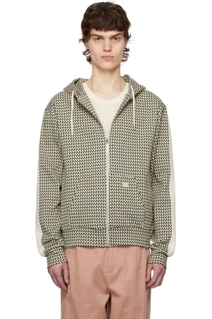 WALES BONNER Pull à capuche Power beige et vert