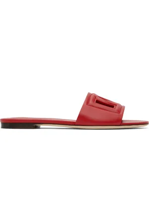 Dolce & Gabbana Sandales rouges en cuir de veau à logo DG