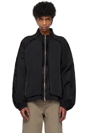 NULLUS Blouson de survêtement noir en velours côtelé à panneau