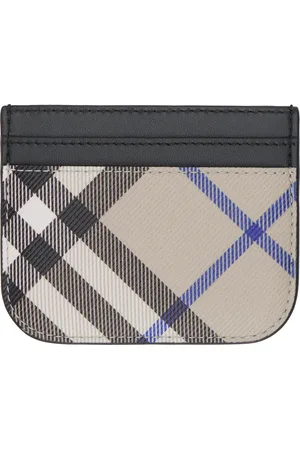 Burberry Porte-carte noir et beige à carreaux