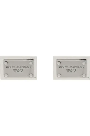 Dolce & Gabbana Boutons de manchette argentés à plaque à logo