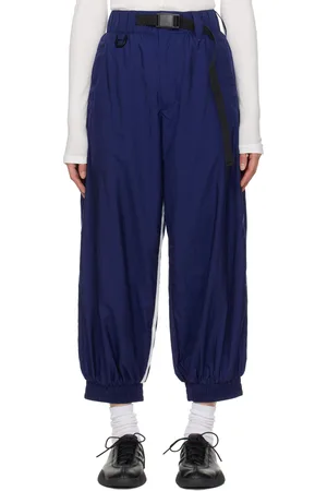 Y-3 Pantalon de détente bleu en taffetas de nylon à trois rayures