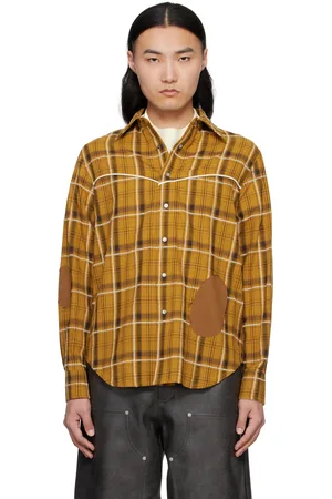 Andersson Bell Chemise Noah jaune à carreaux et empiècements