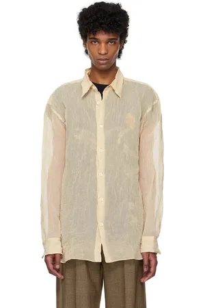 DRIES VAN NOTEN Chemise beige à fils métalliques