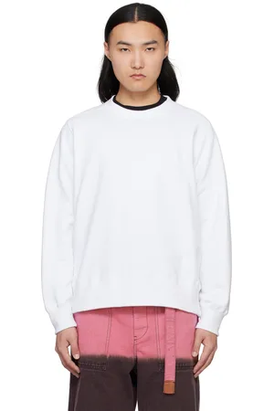 SACAI Pull molletonné blanc à logo imprimé édition WTAPS