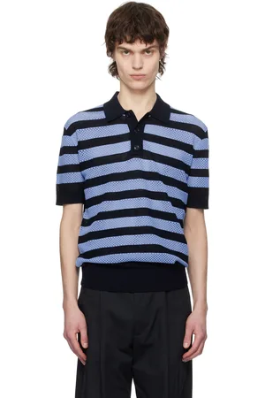 DRIES VAN NOTEN Polo bleu marine et bleu à rayures