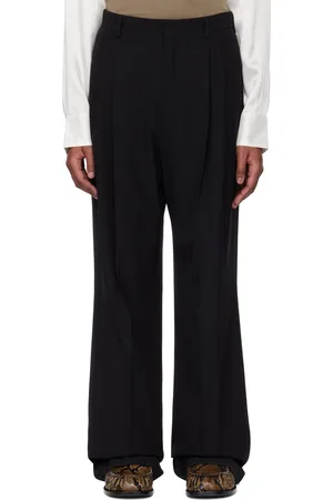 DRIES VAN NOTEN Pantalon droit noir en laine